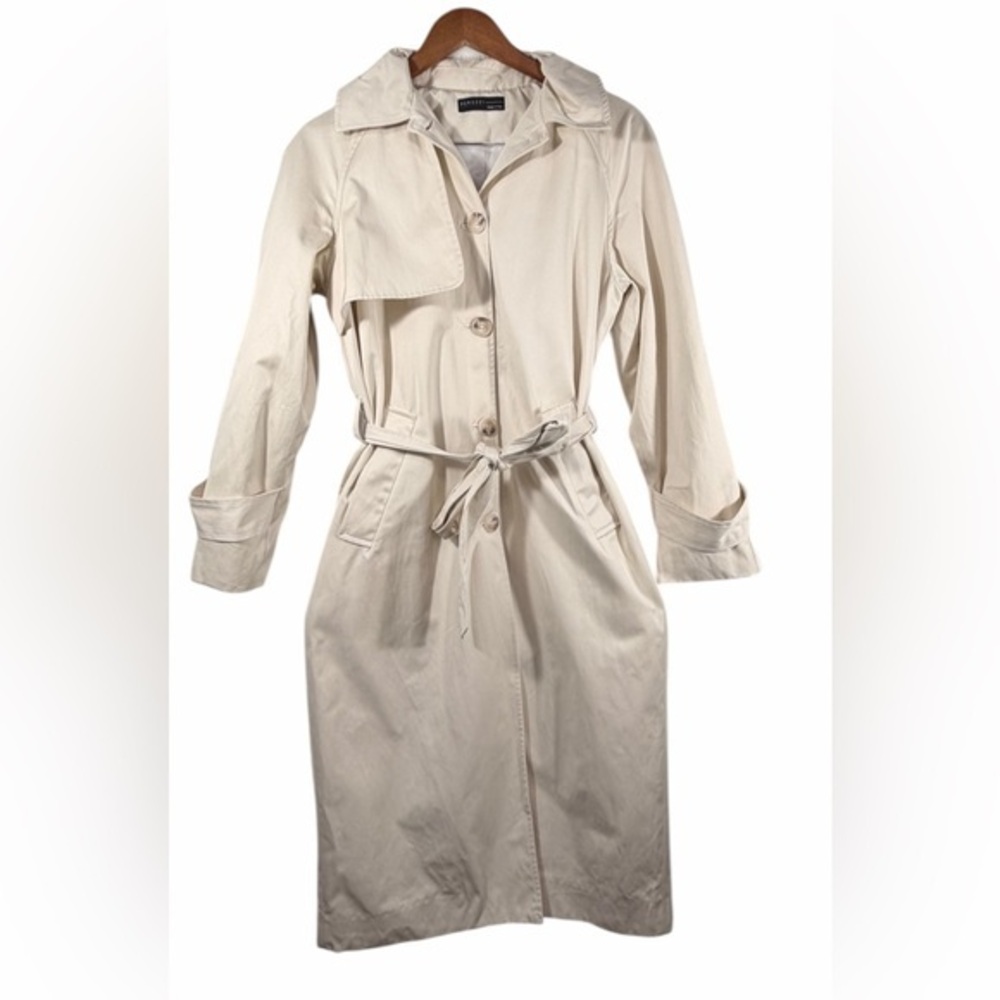 Peruzzi Made in Italy Cream Cotton Blend Belted Trench Coat Size 34 or Medium